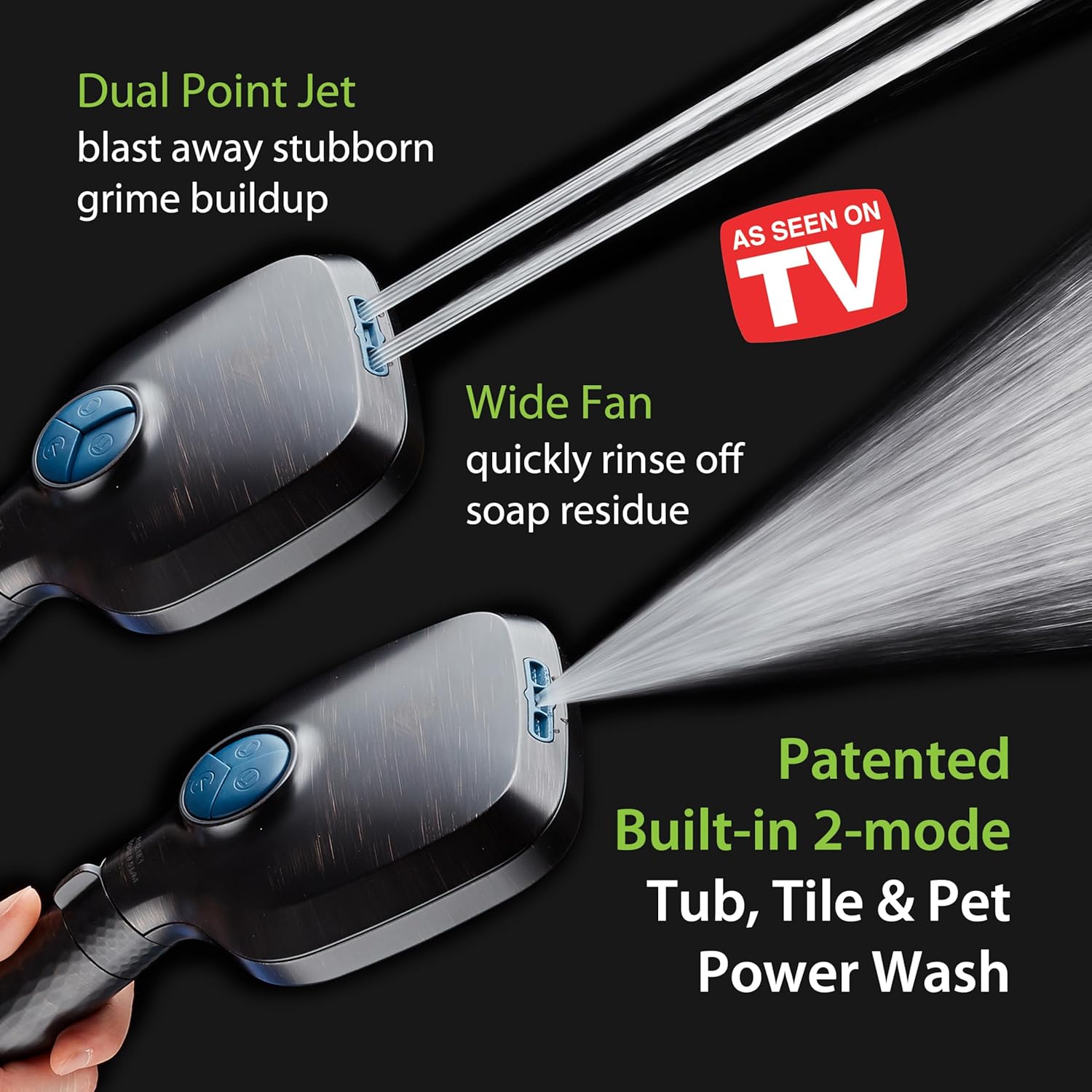 4X All-in-One 82-setting 4-way Twin Combo with Shower Filter & 2-mode Power Wash, Square