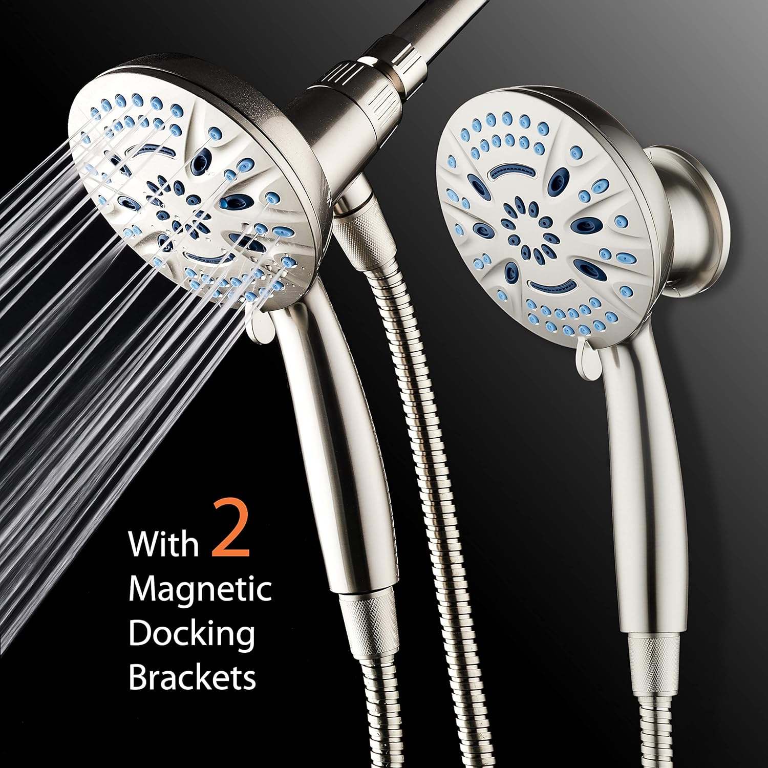 Magneton® 8-setting 5" Face Hand Shower with 2-way High/Low Magnetic Docking