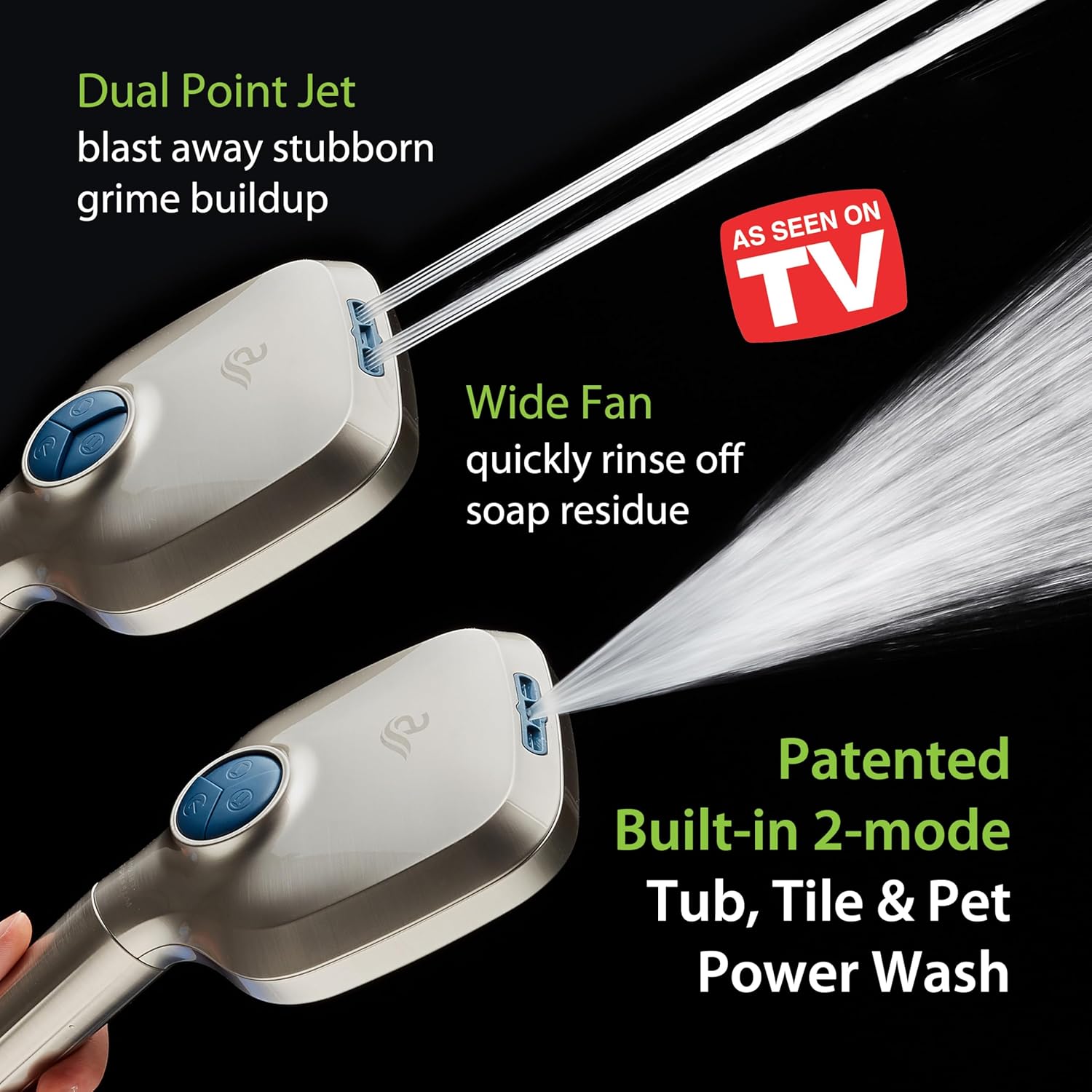3.0 All-in-One 82-setting 4-way Twin Combo with Shower Filter & 2-mode Power Wash, Square
