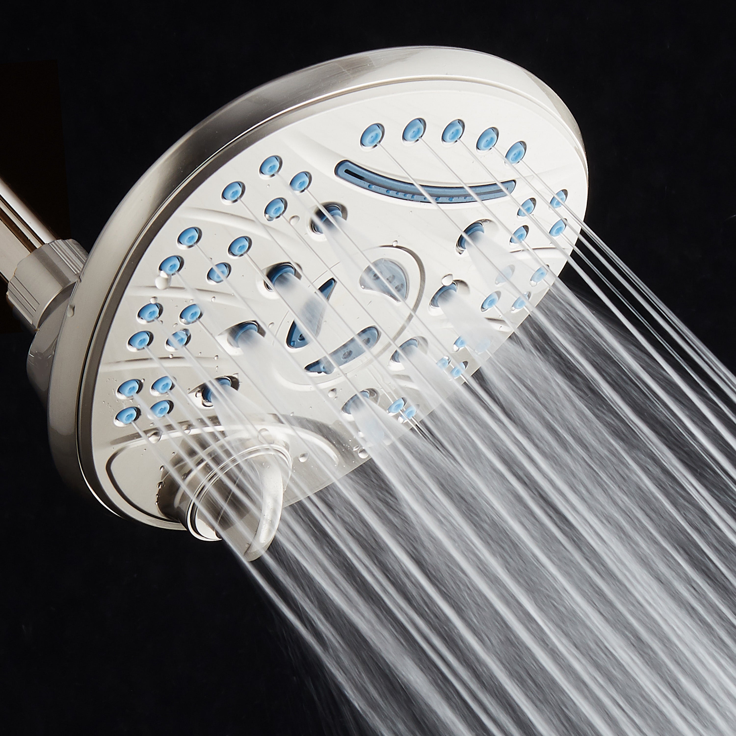 Ultra-Luxury 8-setting 7" Rainfall Shower Head with Antimicrobial Anti-clog Nozzles