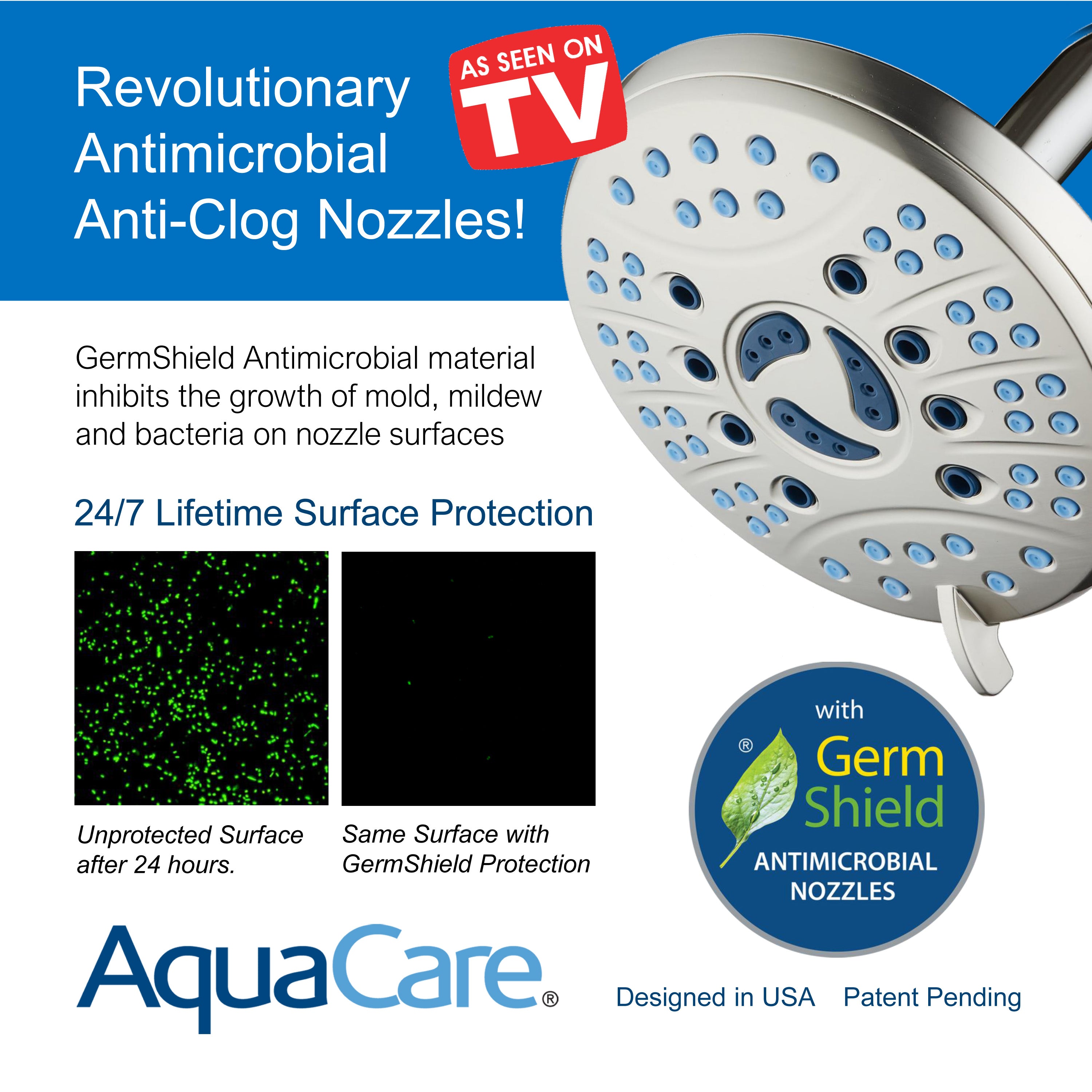 Ultra-Luxury 6-setting 6" Rainfall Shower Head with Antimicrobial Anti-clog Nozzles