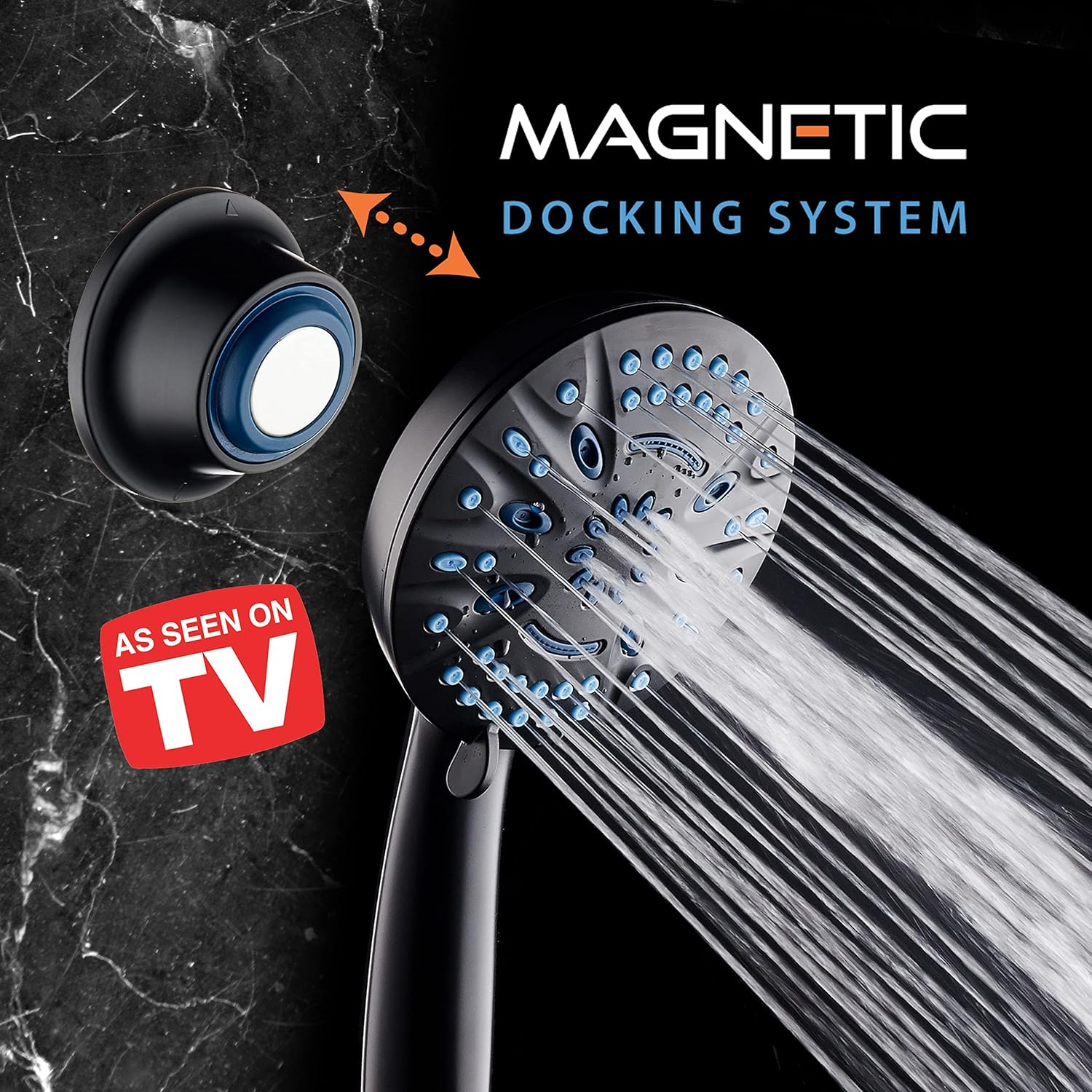 Magneton® 8-setting 5" Face Hand Shower with 2-way High/Low Magnetic Docking