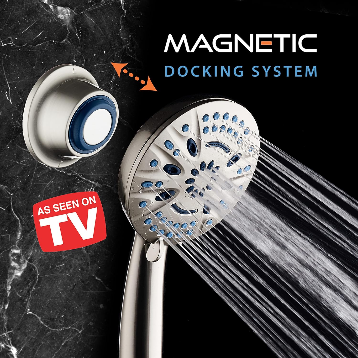 Magneton® 8-setting 5" Face Hand Shower with 2-way High/Low Magnetic Docking