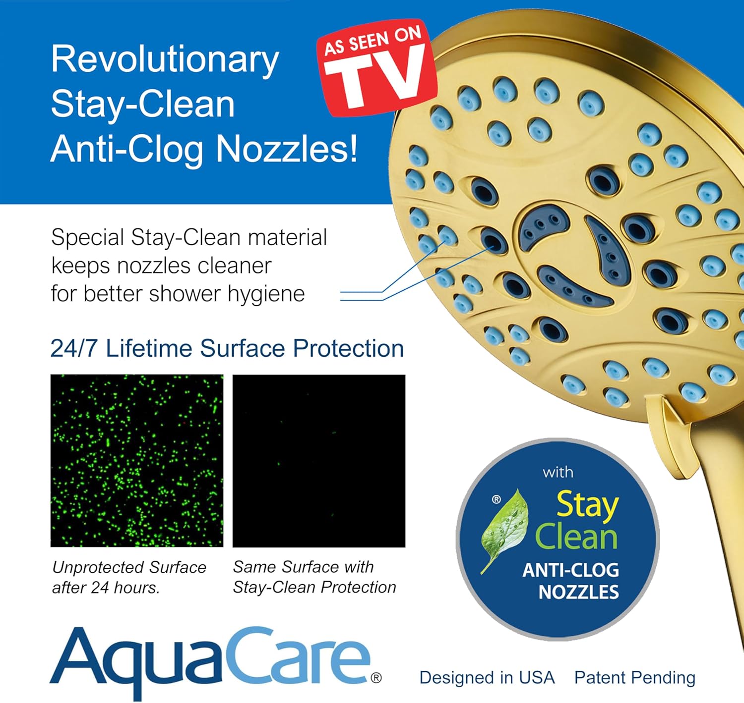 High-pressure 8-setting Hand Shower with Patented 2-mode Power Wash & Bonus Wall Bracket