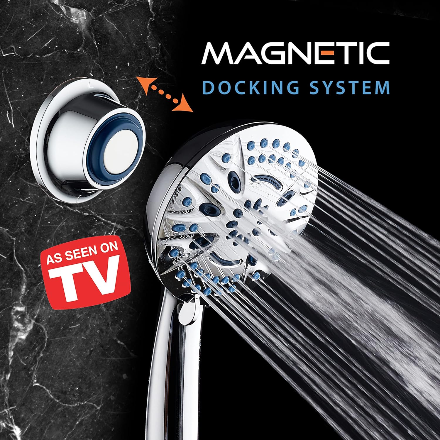 Magneton® 8-setting 5" Face Hand Shower with 2-way High/Low Magnetic Docking