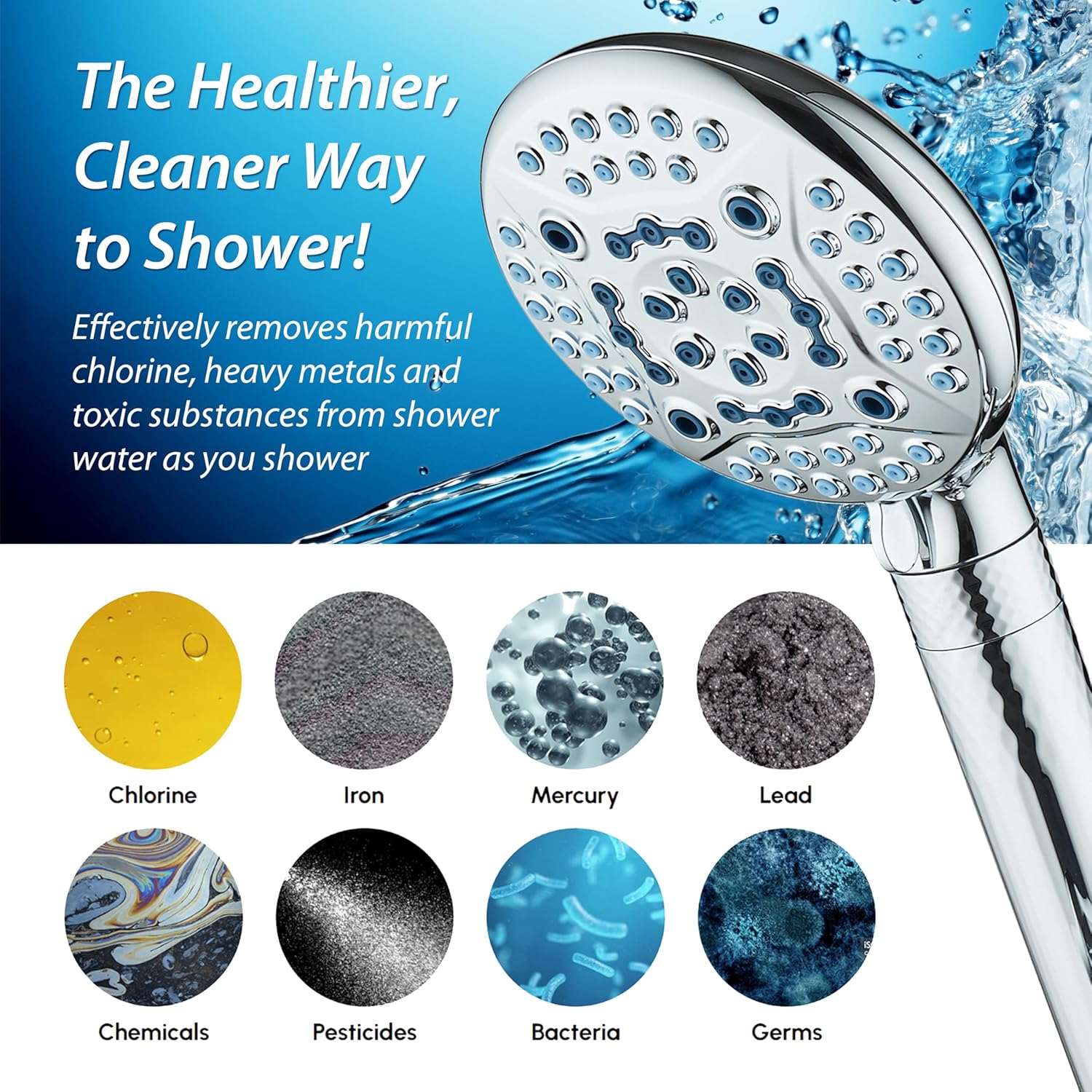 4X Series All-in-One 10-setting Hand Shower with Shower Filter, 2-mode Power Wash & Water Pressure Control