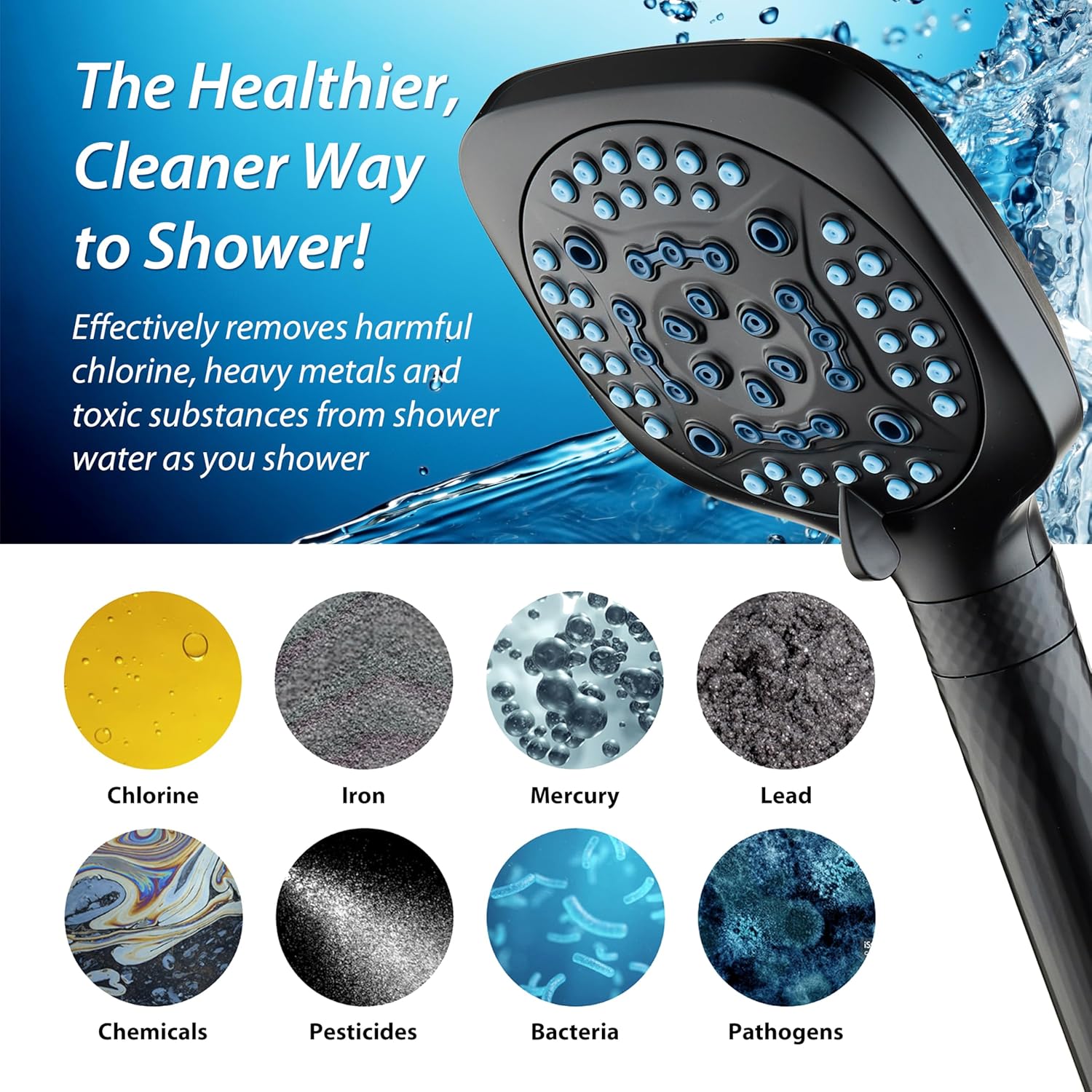 4X All-in-One 82-setting 4-way Twin Combo with Shower Filter & 2-mode Power Wash, Square