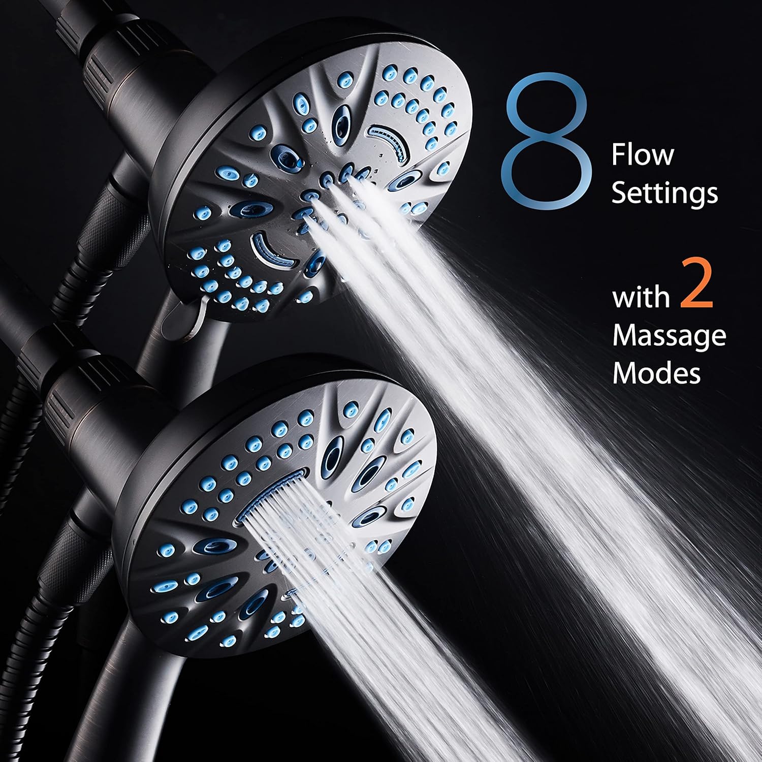 Magneton® 8-setting 5" Face Hand Shower with 2-way High/Low Magnetic Docking
