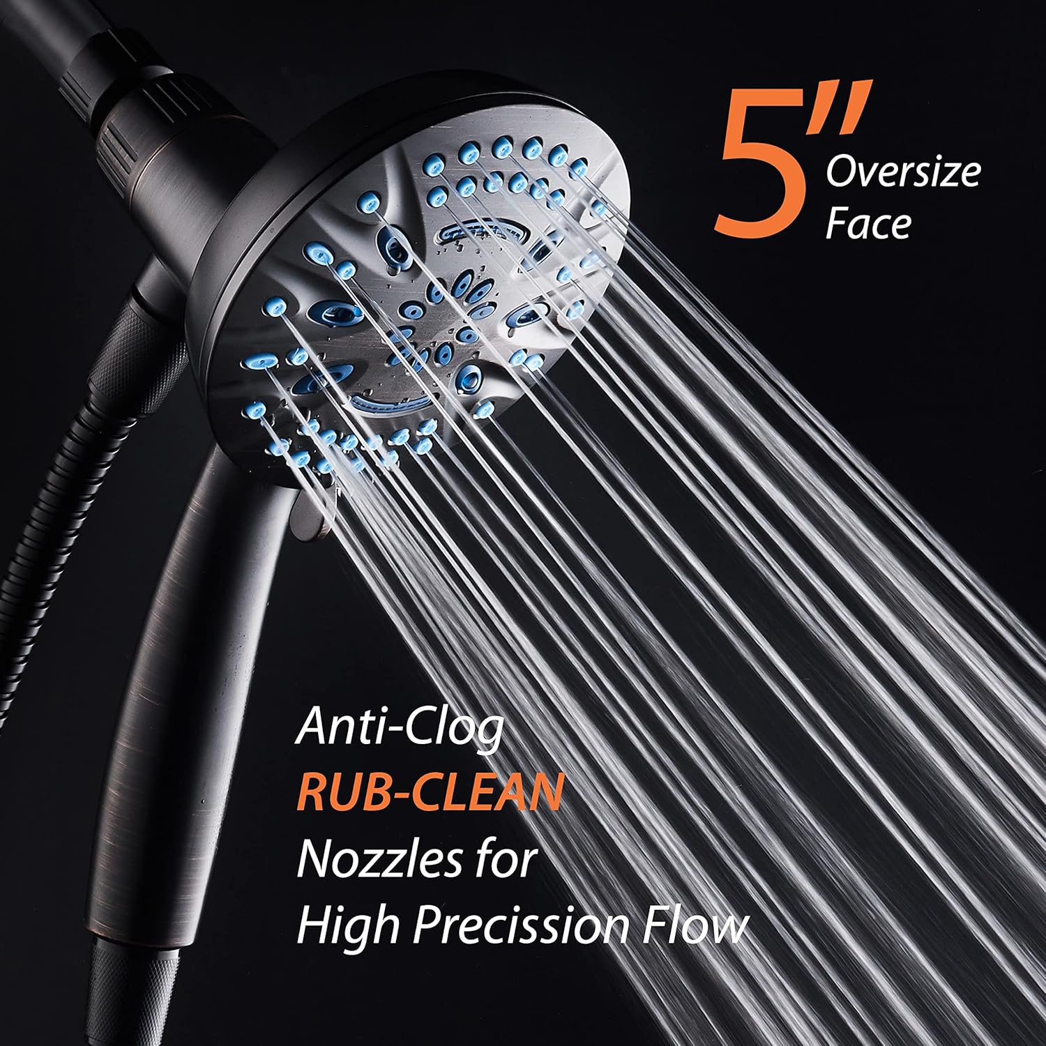 Magneton® 8-setting 5" Face Hand Shower with 2-way High/Low Magnetic Docking