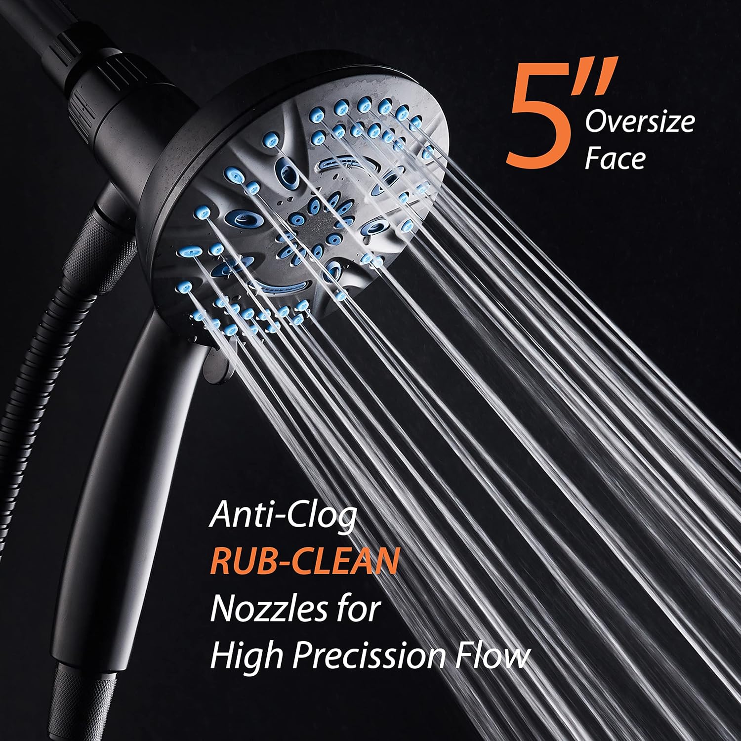 Magneton® 8-setting 5" Face Hand Shower with 2-way High/Low Magnetic Docking