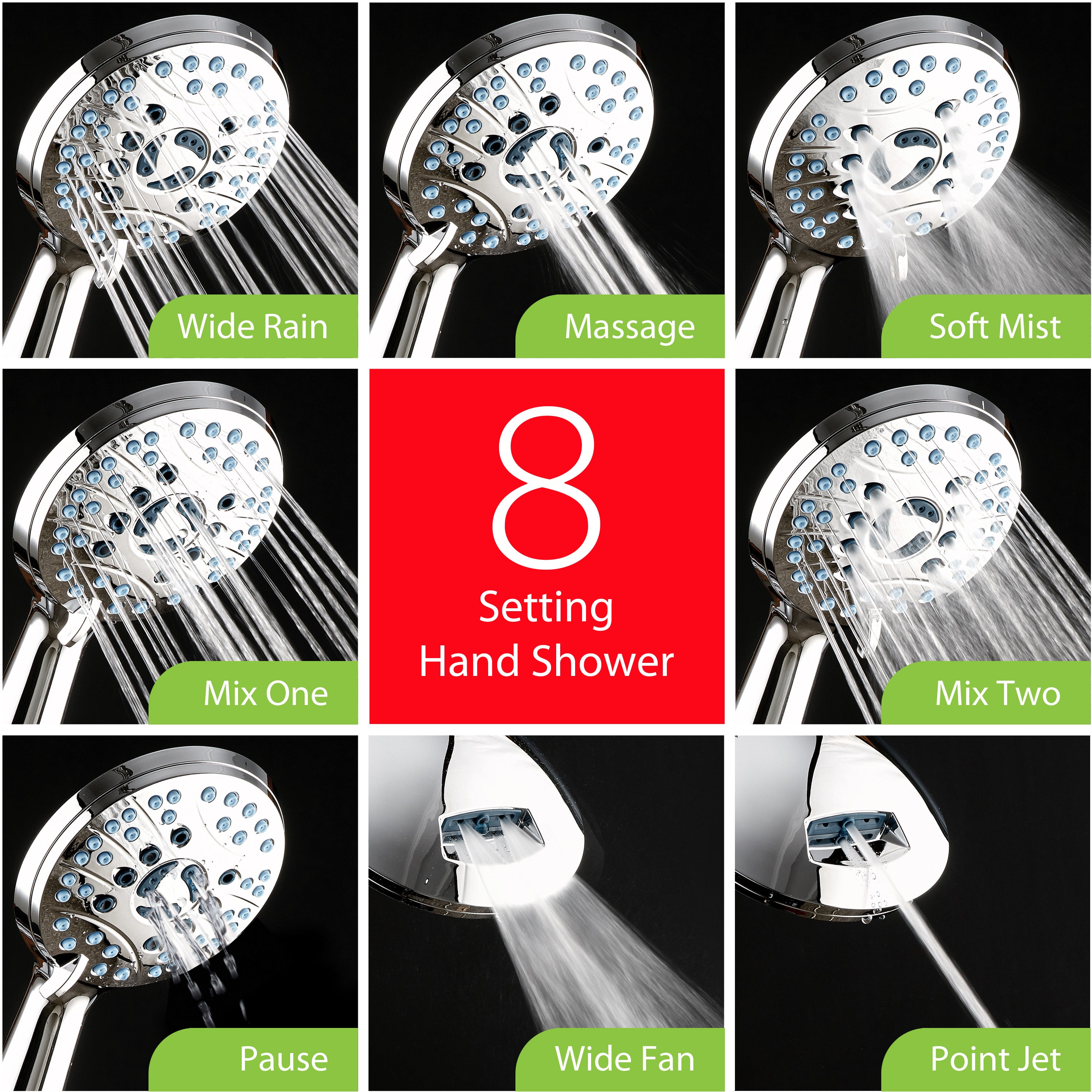 50-setting 3-way Twin Shower Combo with 2-mode Power Wash & Bonus Wall Bracket