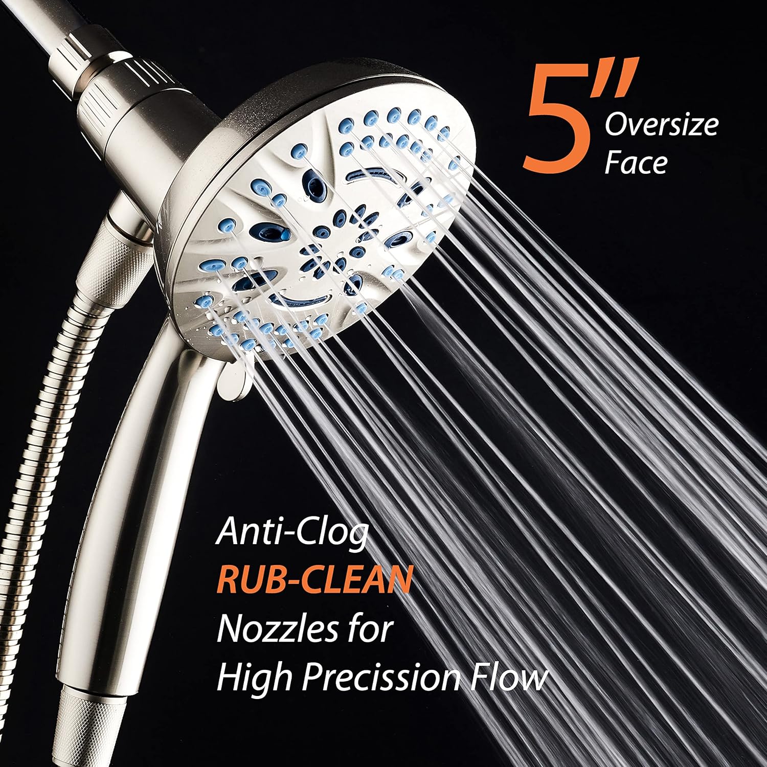Magneton® 8-setting 5" Face Hand Shower with 2-way High/Low Magnetic Docking