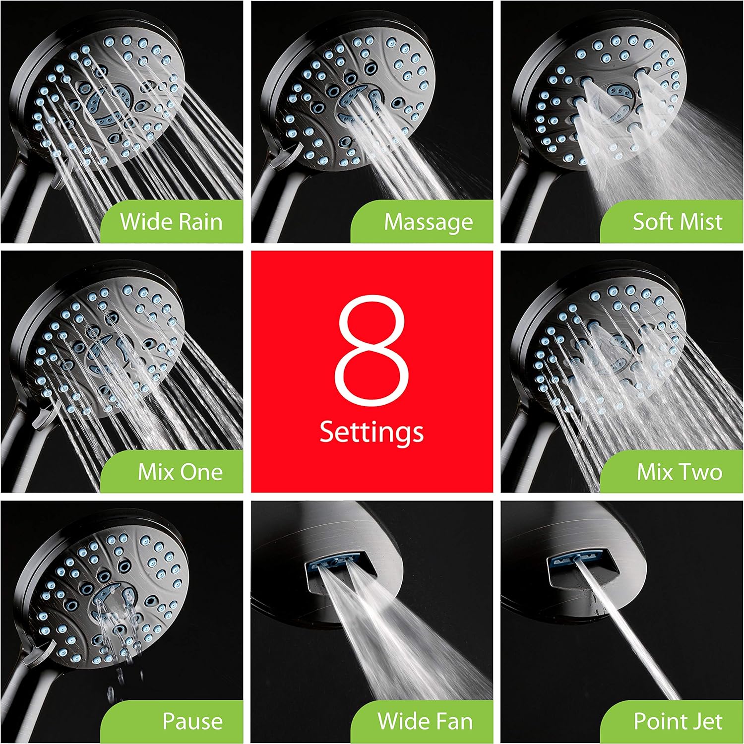 50-setting 3-way Twin Shower Combo with 2-mode Power Wash & Bonus Wall Bracket