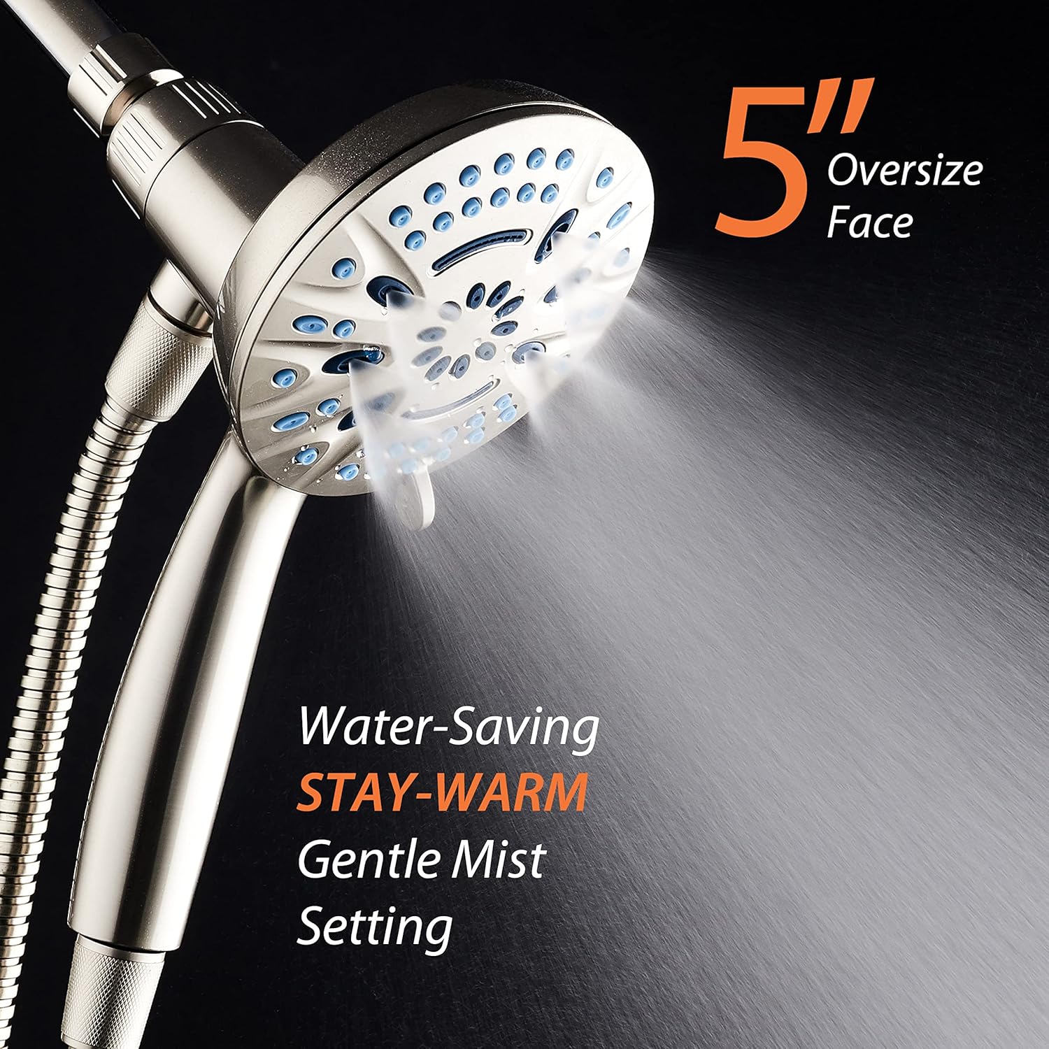 Magneton® 8-setting 5" Face Hand Shower with 2-way High/Low Magnetic Docking
