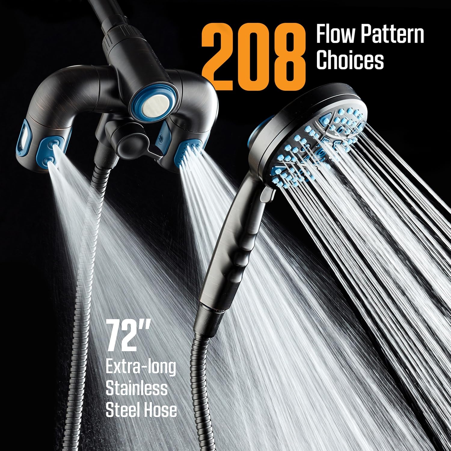 Polaris 208-setting 3-way Shower Combo with Adjustable Hydro Arms & Magnetic Docking