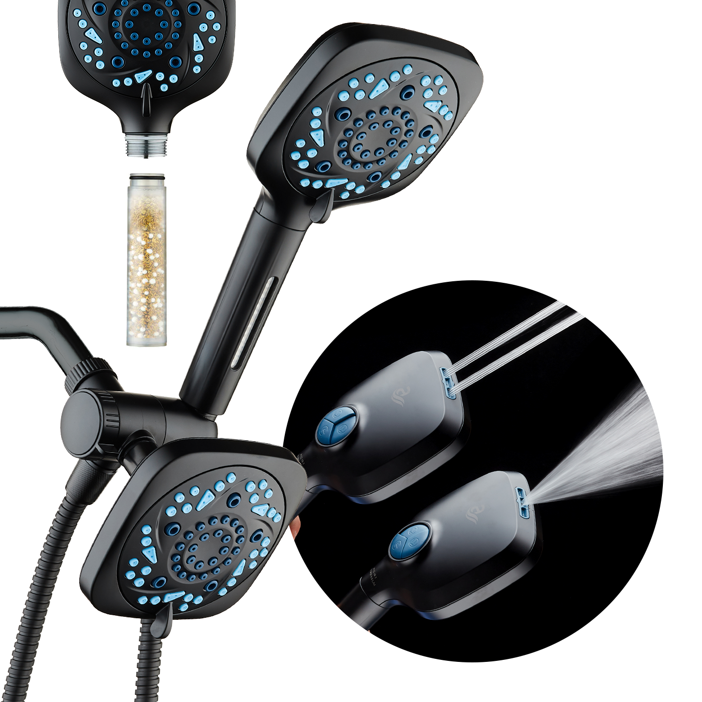 3.0 All-in-One 82-setting 4-way Twin Combo with Shower Filter & 2-mode Power Wash, Square