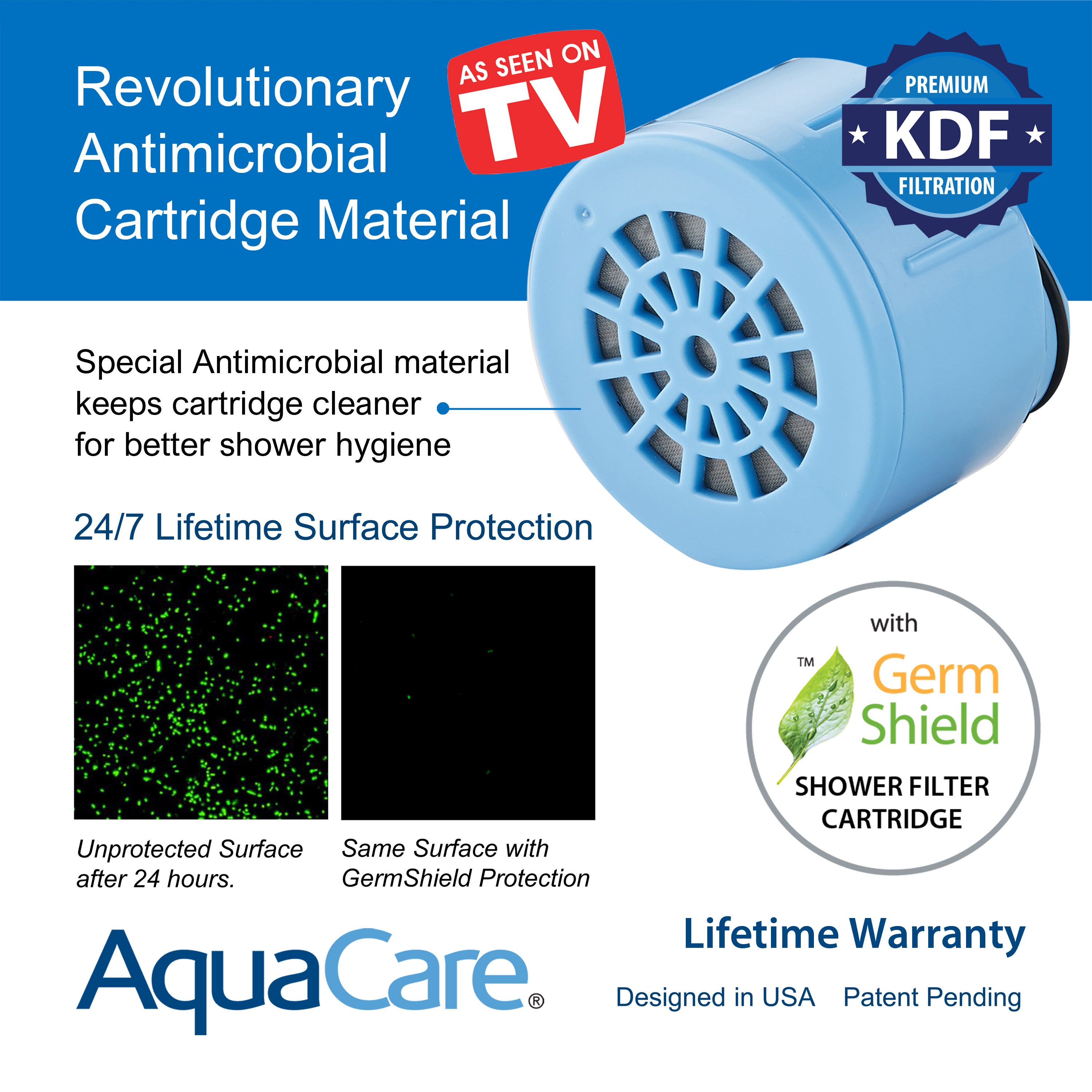Instant-reload Universal Shower Filter with ON/OFF Filtration Modes & Antimicrobial KDF Cartridge