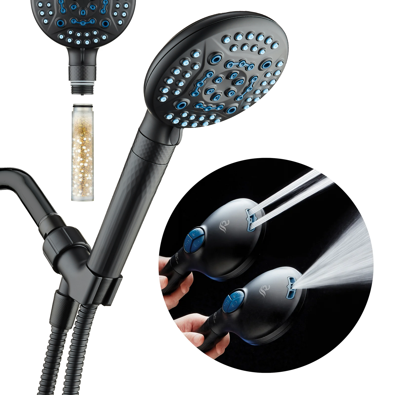 4X Series All-in-One 10-setting Hand Shower with Shower Filter, 2-mode Power Wash & Water Pressure Control