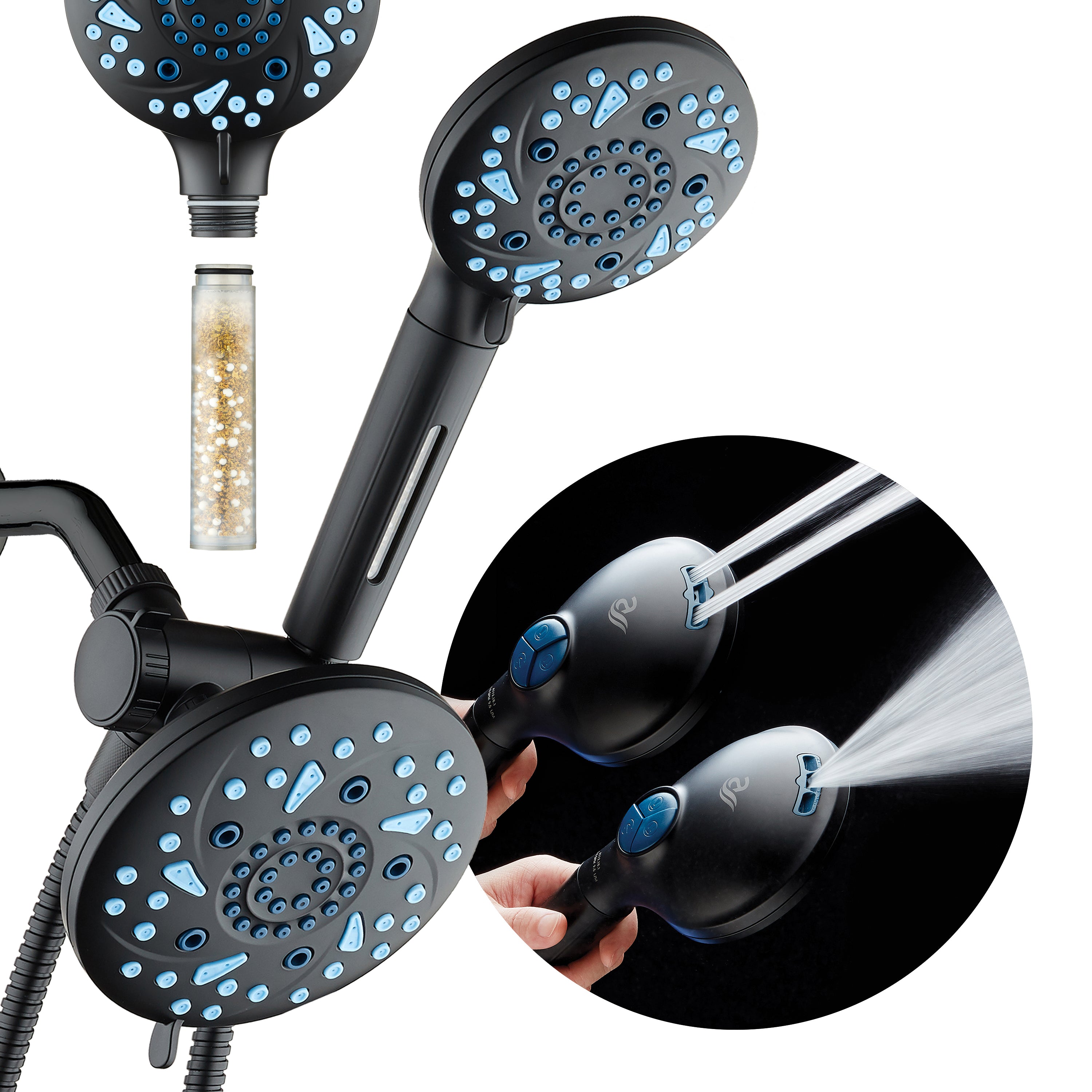 3.0 All-in-One 82-setting 4-way Rain Combo with Shower Filter & 2-mode Power Wash