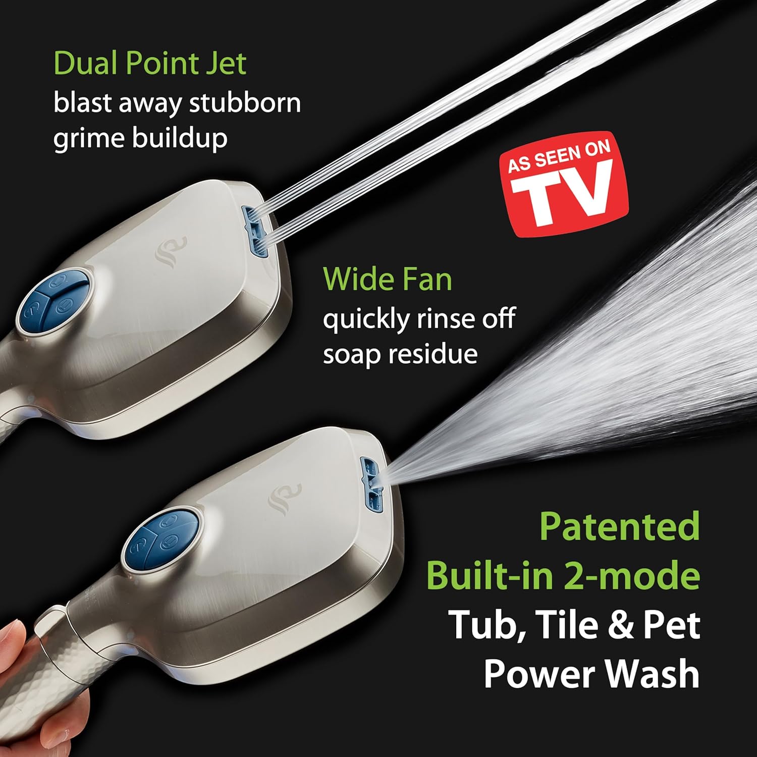 4X All-in-One 82-setting 4-way Twin Combo with Shower Filter & 2-mode Power Wash, Square