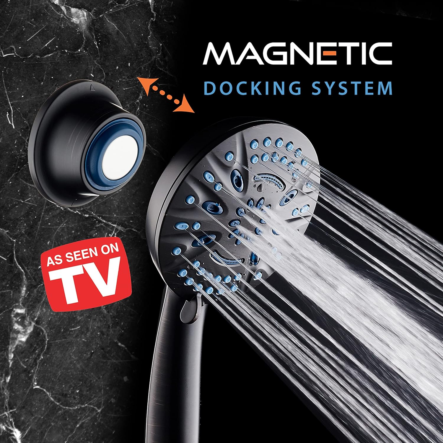 Magneton®  8-setting 5" Face Hand Shower with 2-way High/Low Magnetic Docking