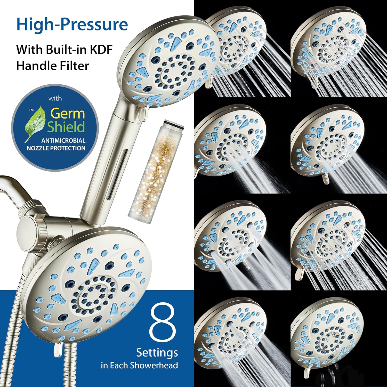 3.0 All-in-One 82-setting 4-way Rain Combo with Shower Filter & 2-mode Power Wash