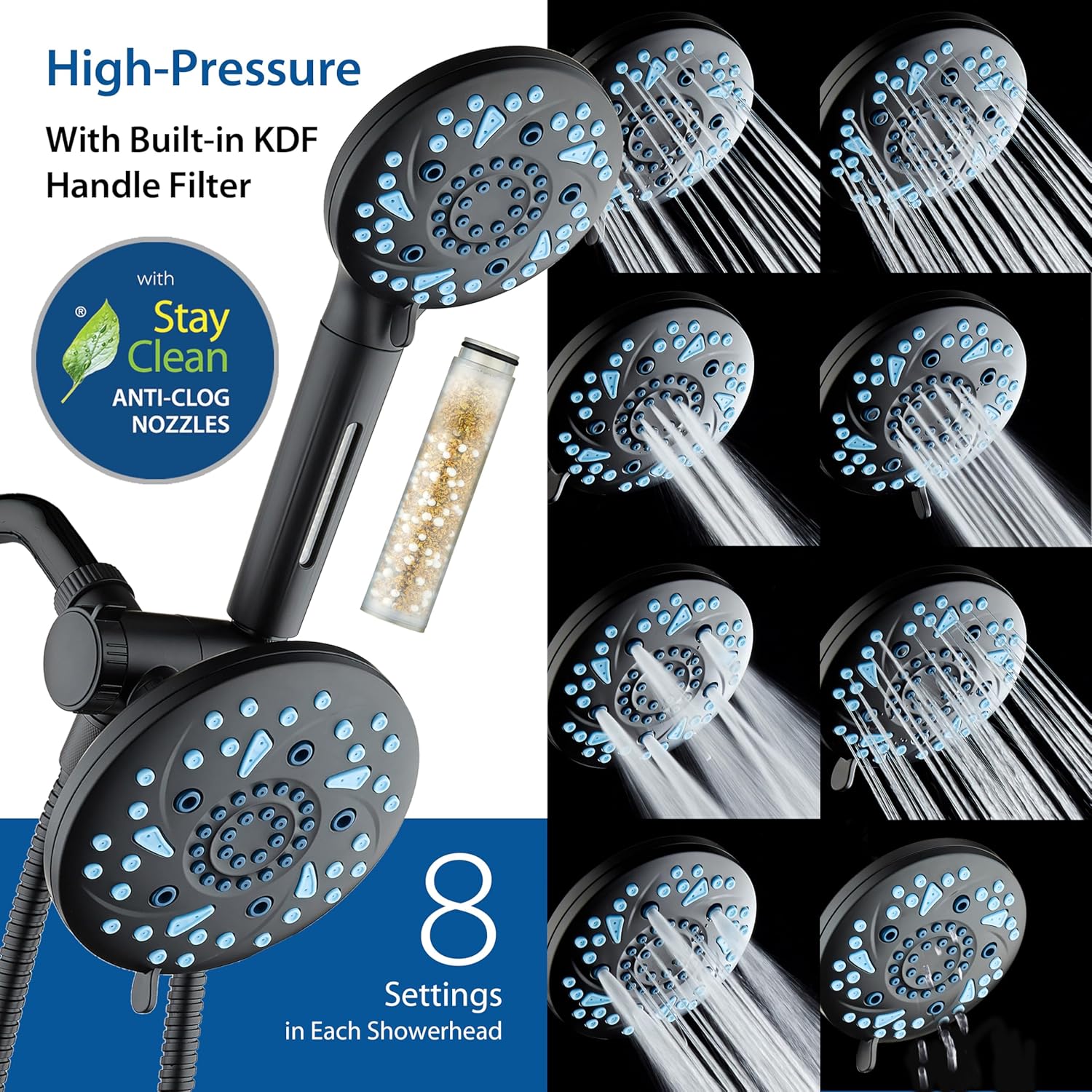 3.0 All-in-One 82-setting 4-way Rain Combo with Shower Filter & 2-mode Power Wash