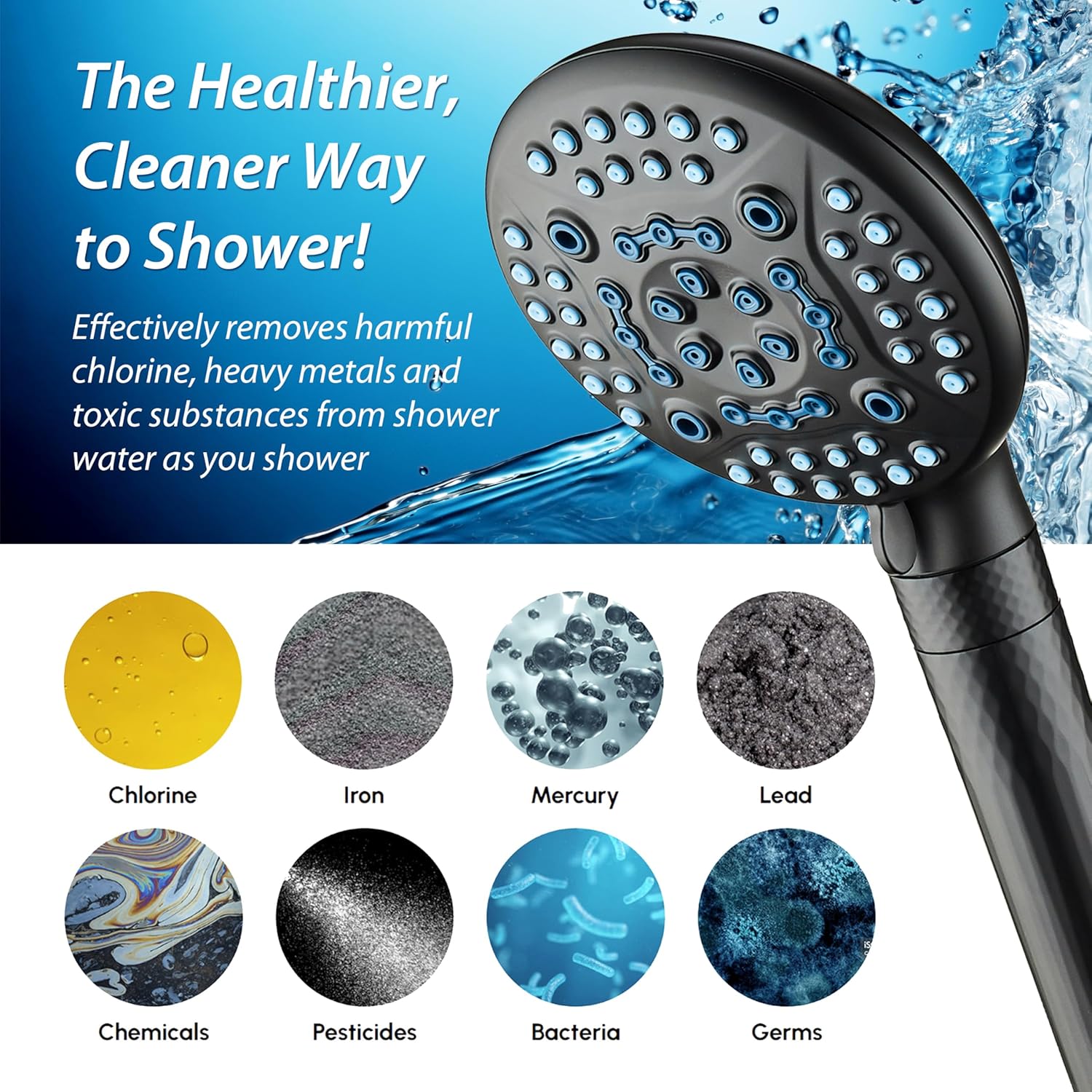 4X Series All-in-One 10-setting Hand Shower with Shower Filter, 2-mode Power Wash & Water Pressure Control