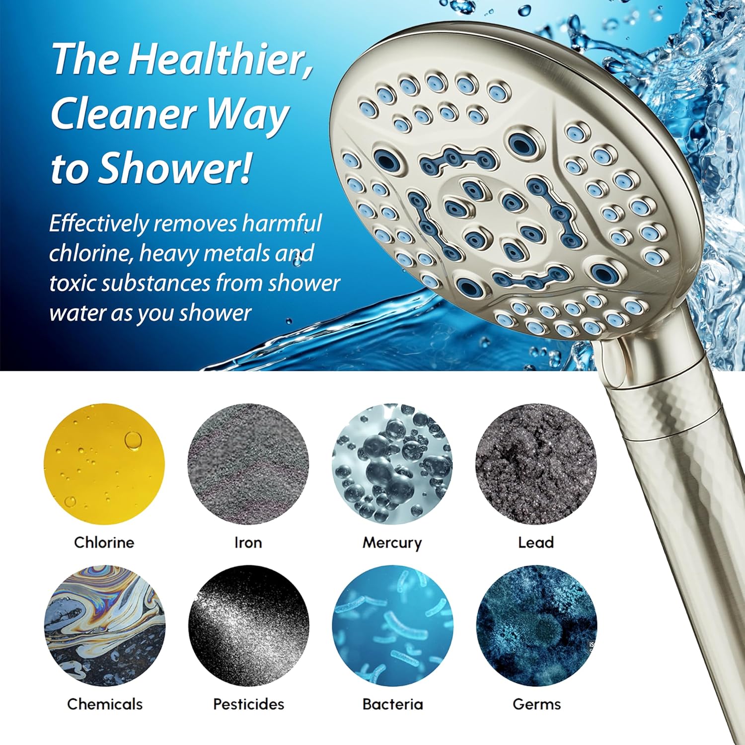 4X Series All-in-One 10-setting Hand Shower with Shower Filter, 2-mode Power Wash & Water Pressure Control