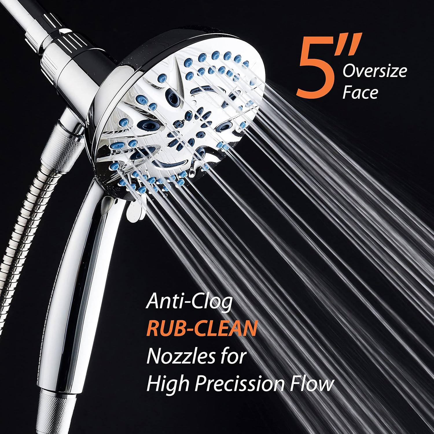 Magneton®  8-setting 5" Face Hand Shower with 2-way High/Low Magnetic Docking