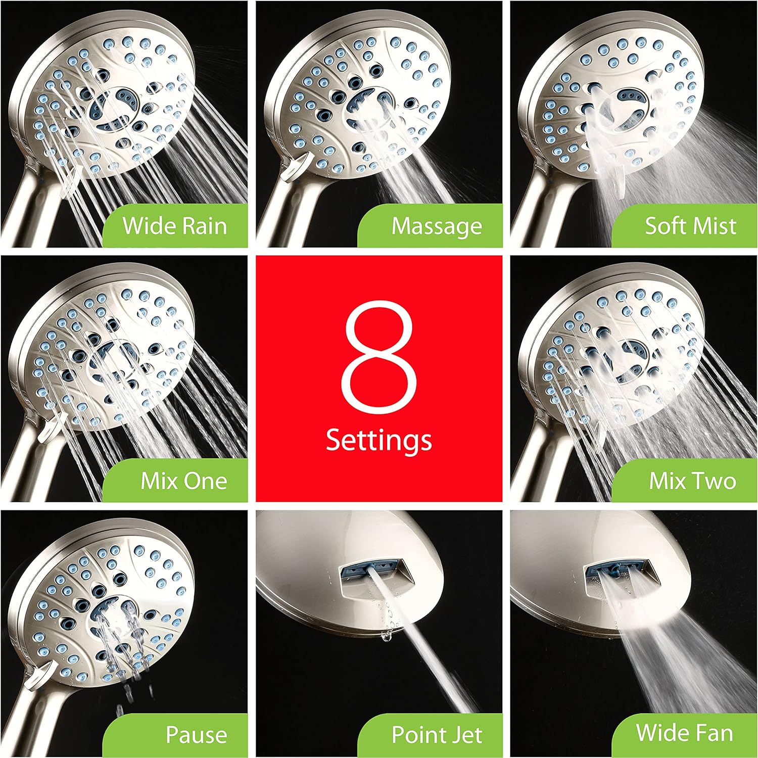 50-setting 3-way Twin Shower Combo with 2-mode Power Wash & Bonus Wall Bracket