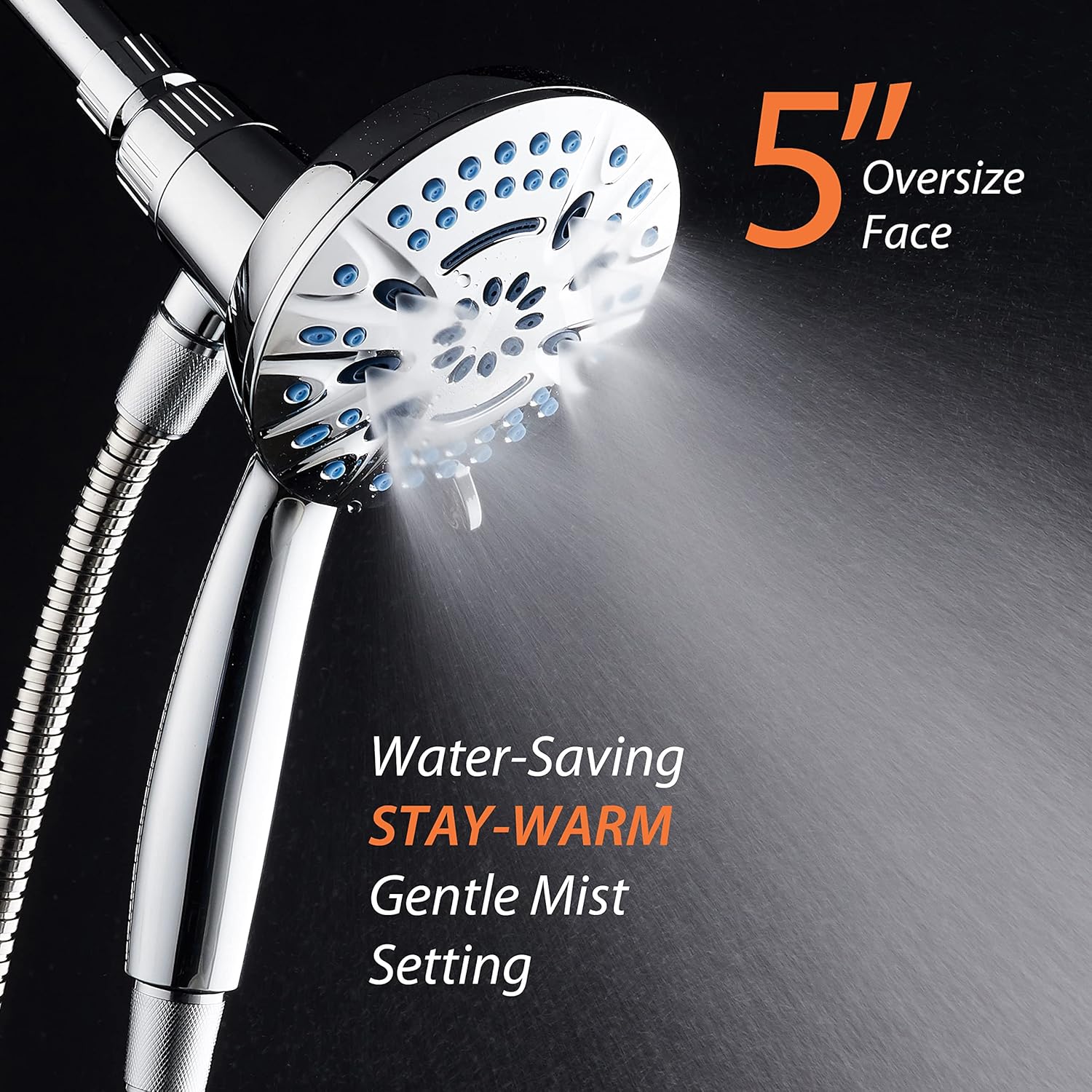 Magneton®  8-setting 5" Face Hand Shower with 2-way High/Low Magnetic Docking