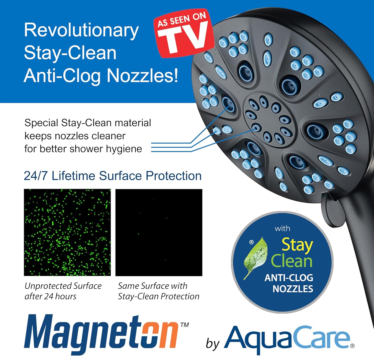 Magneton 48-setting Raised 3-way Rainfall Shower Combo with Magnetic Docking