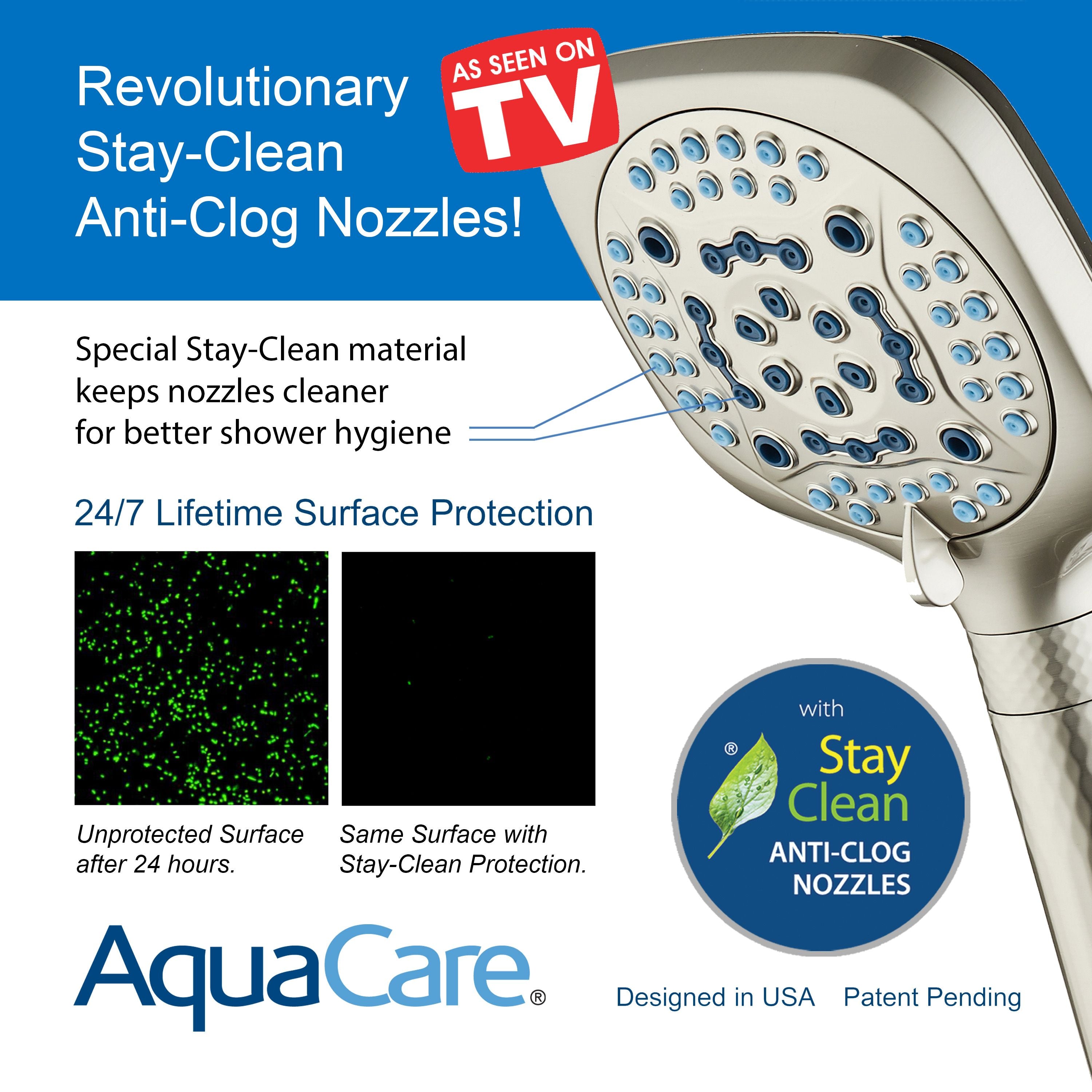 4X Series All-in-One 10-setting Hand Shower with Shower Filter, 2-mode Power Wash & Water Pressure Control, Square
