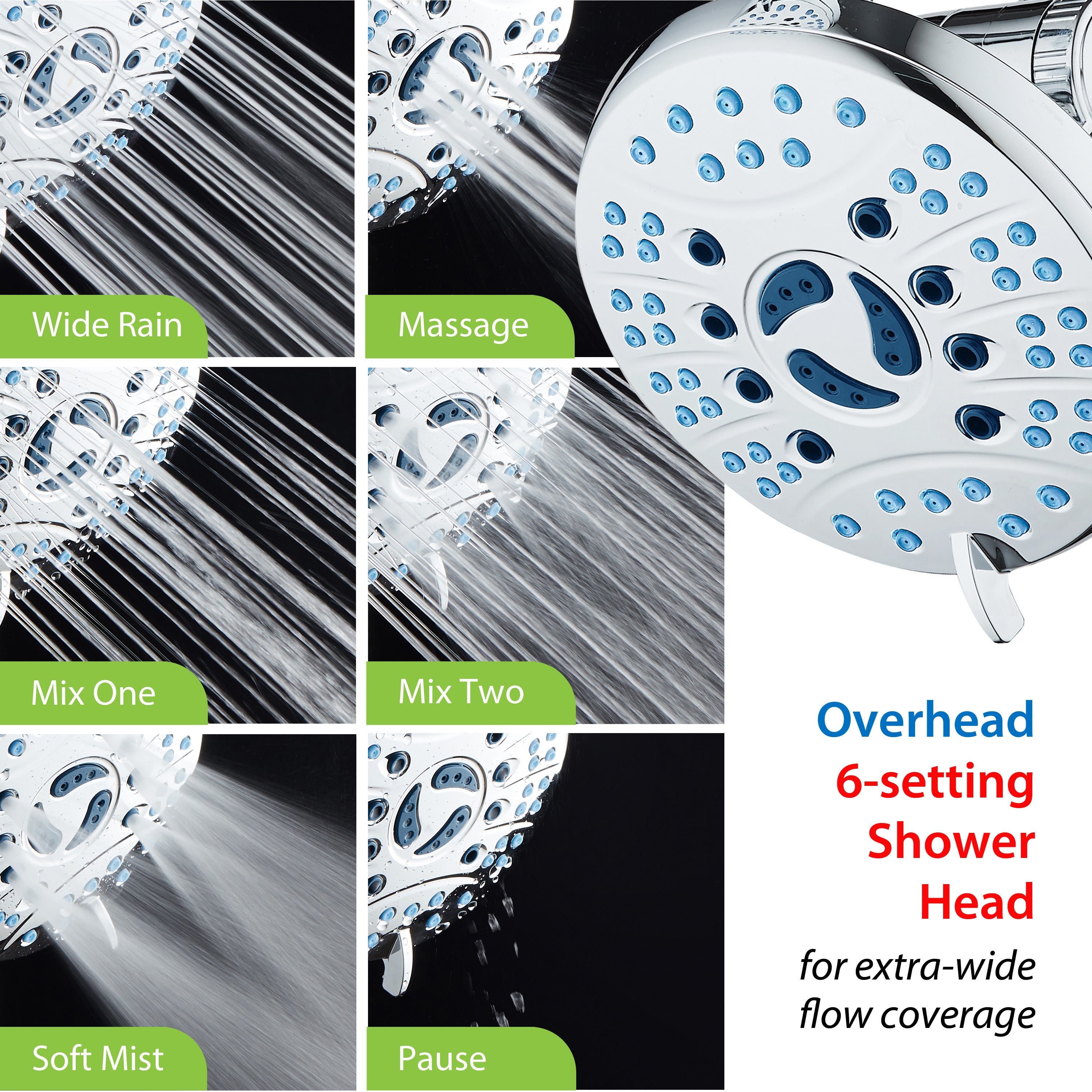 50-setting 3-way Twin Shower Combo with 2-mode Power Wash & Bonus Wall Bracket