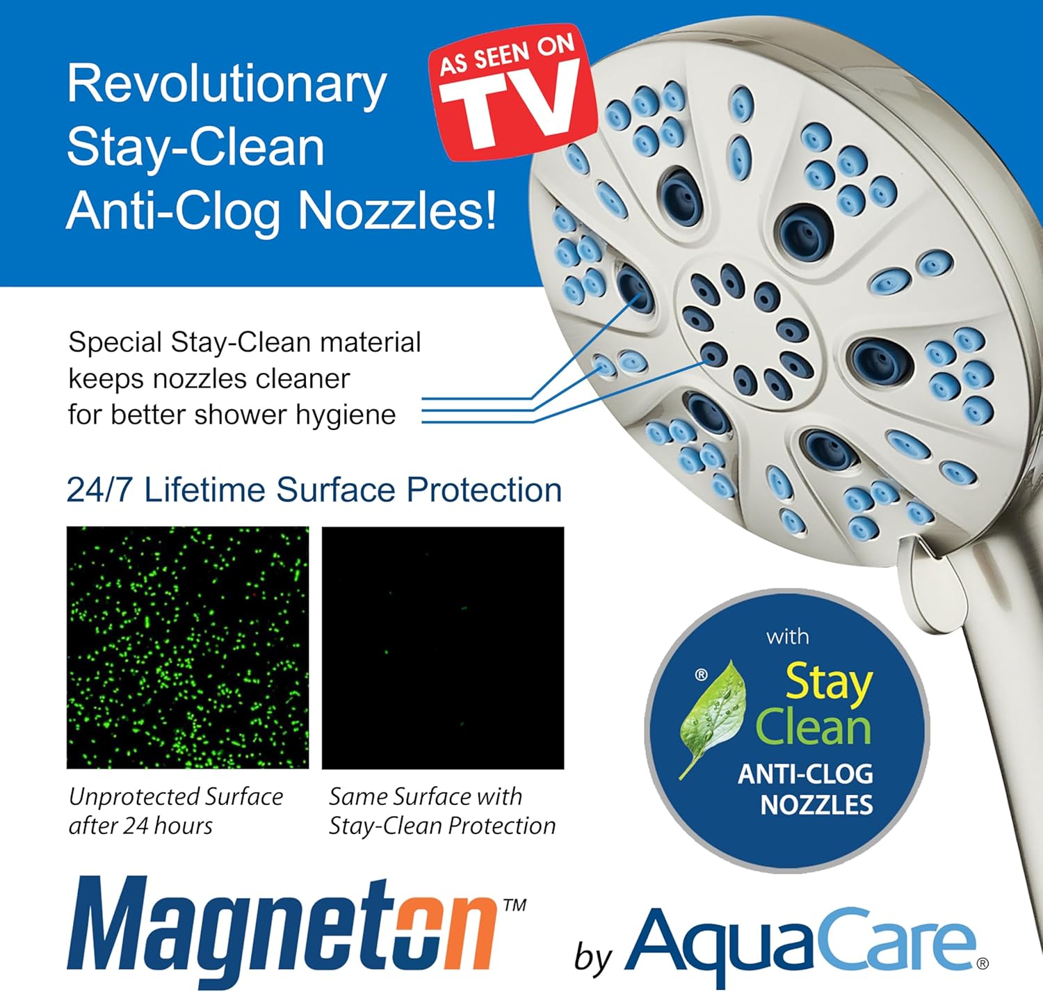 Magneton 48-setting Raised 3-way Rainfall Shower Combo with Magnetic Docking