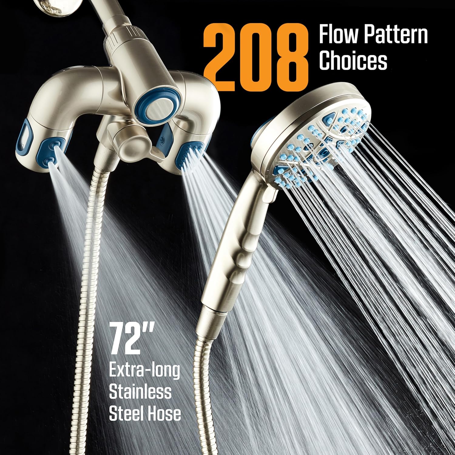 Polaris 208-setting 3-way Shower Combo with Adjustable Hydro Arms & Magnetic Docking