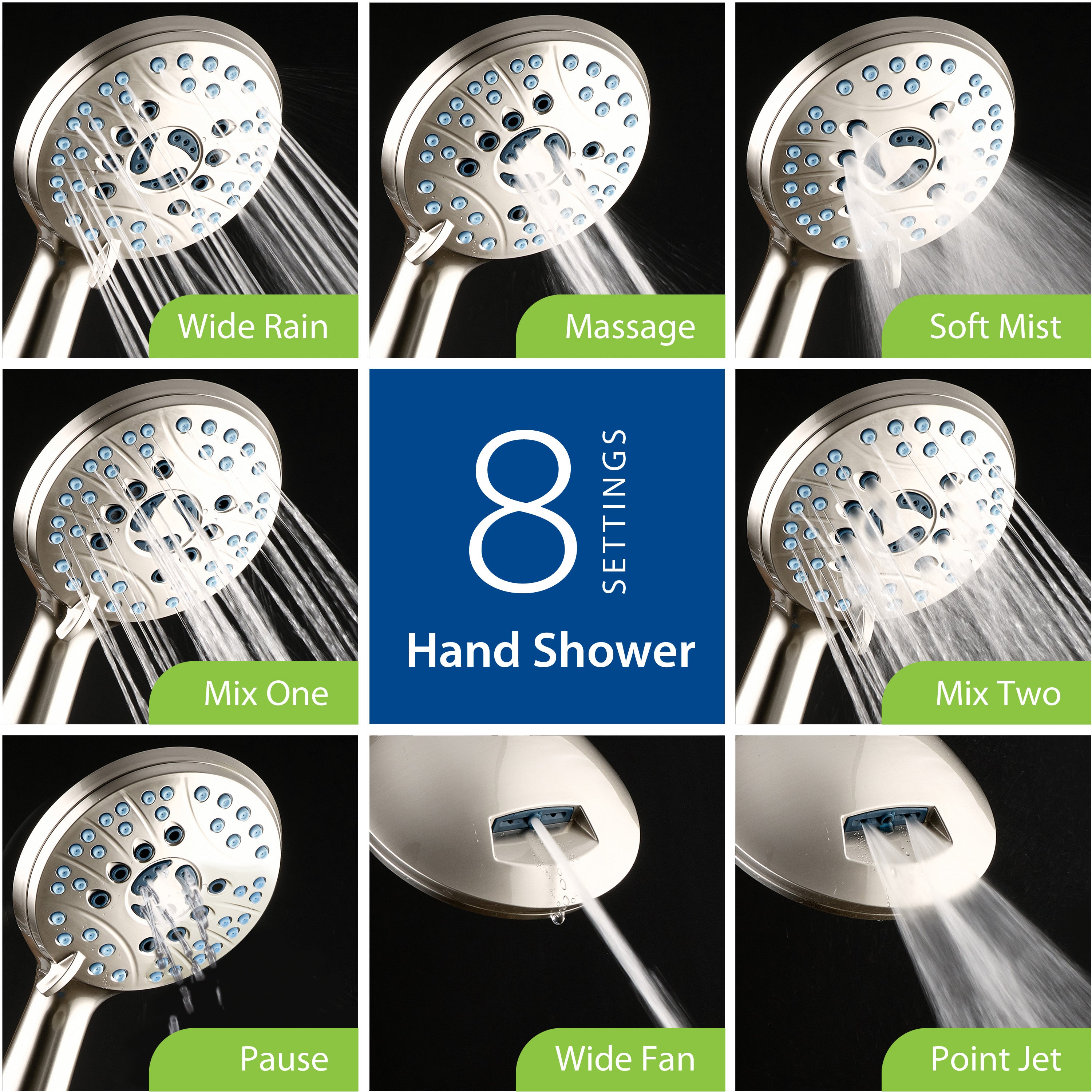50-setting 3-way 2-in-1 Shower System with Adjustable Arm & Patented 2-mode Power Wash