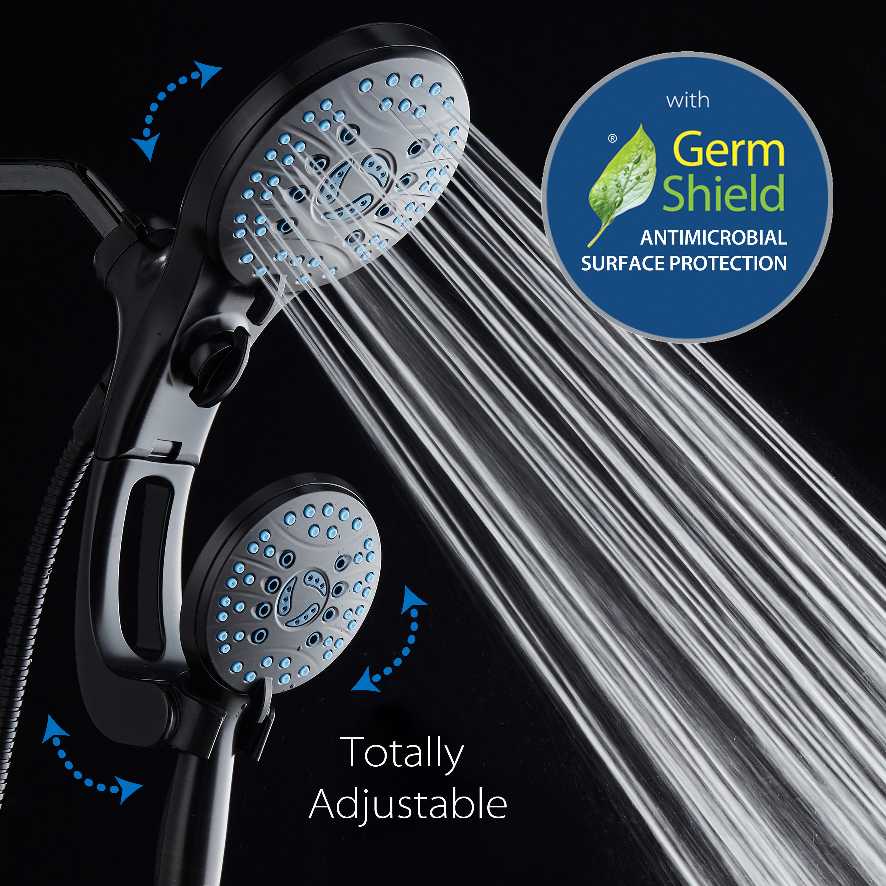 50-setting 3-way 2-in-1 Shower System with Adjustable Arm & Patented 2-mode Power Wash