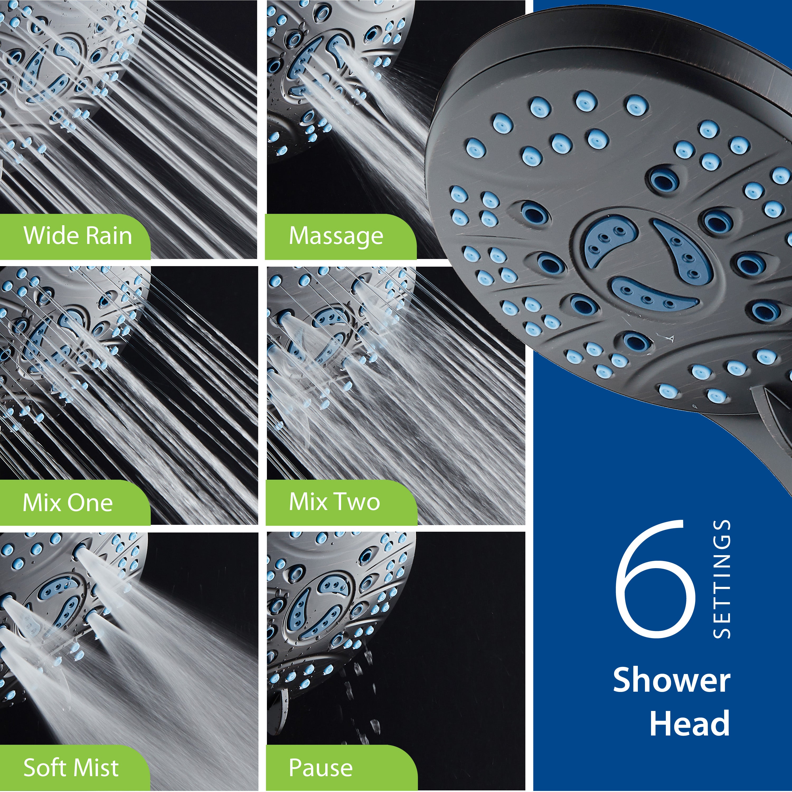 50-setting 3-way 2-in-1 Shower System with Adjustable Arm & Patented 2-mode Power Wash
