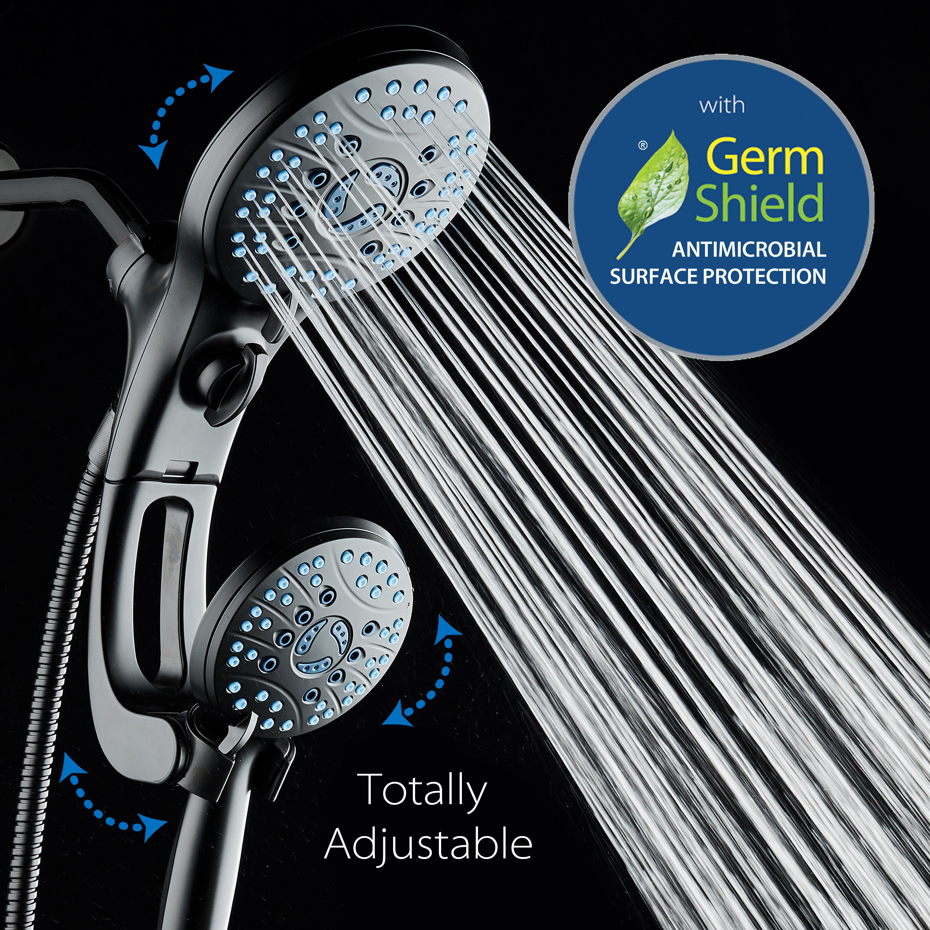 50-setting 3-way 2-in-1 Shower System with Adjustable Arm & Patented 2-mode Power Wash